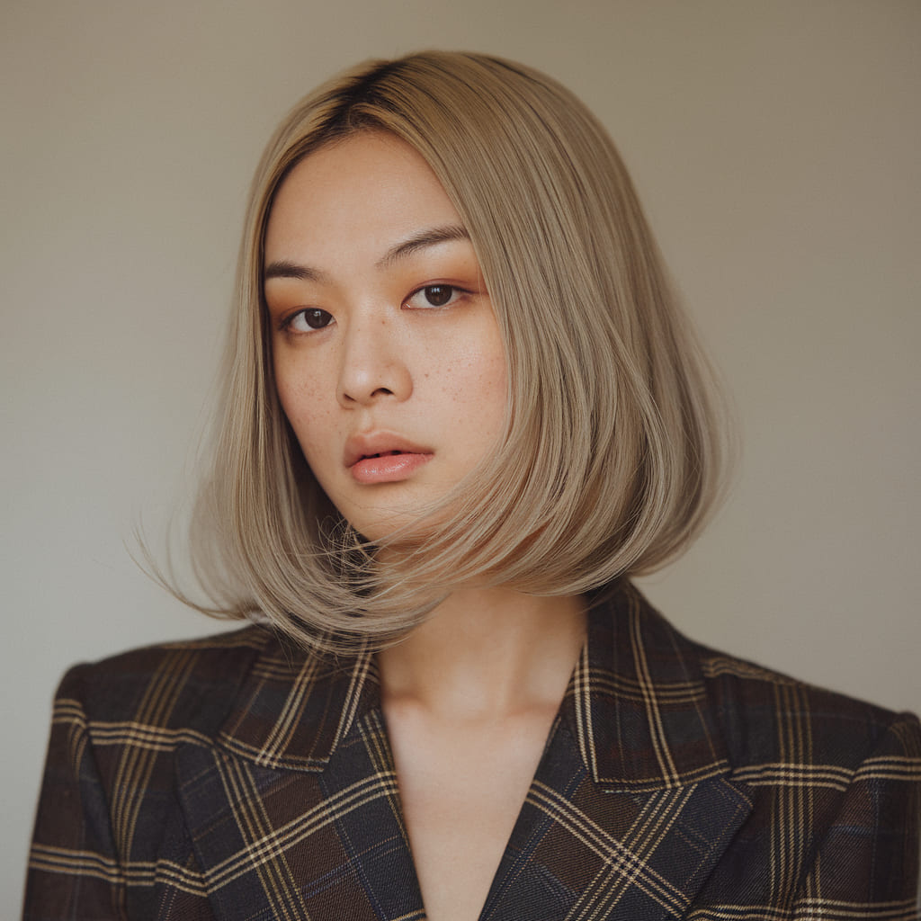 Chin Length Bob Features Feathered Ends