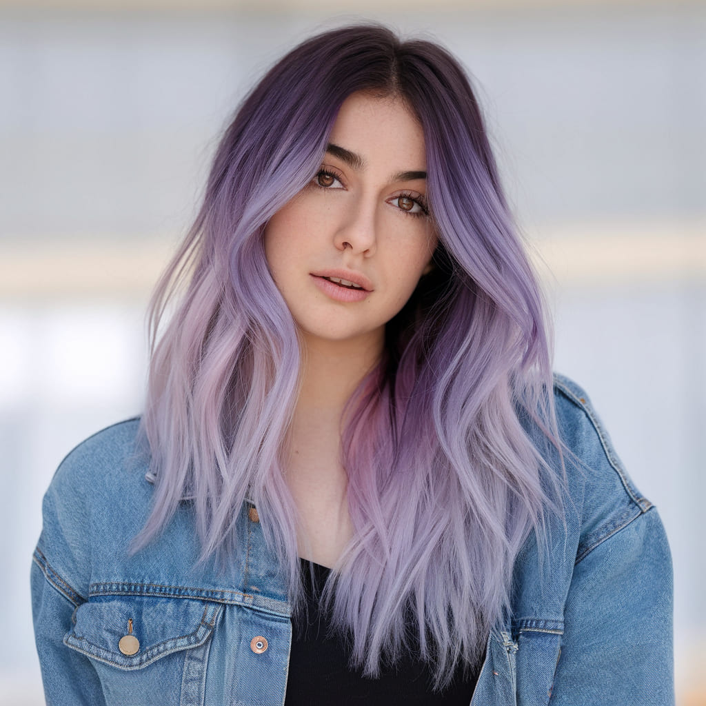 Purple to Silver Ombre