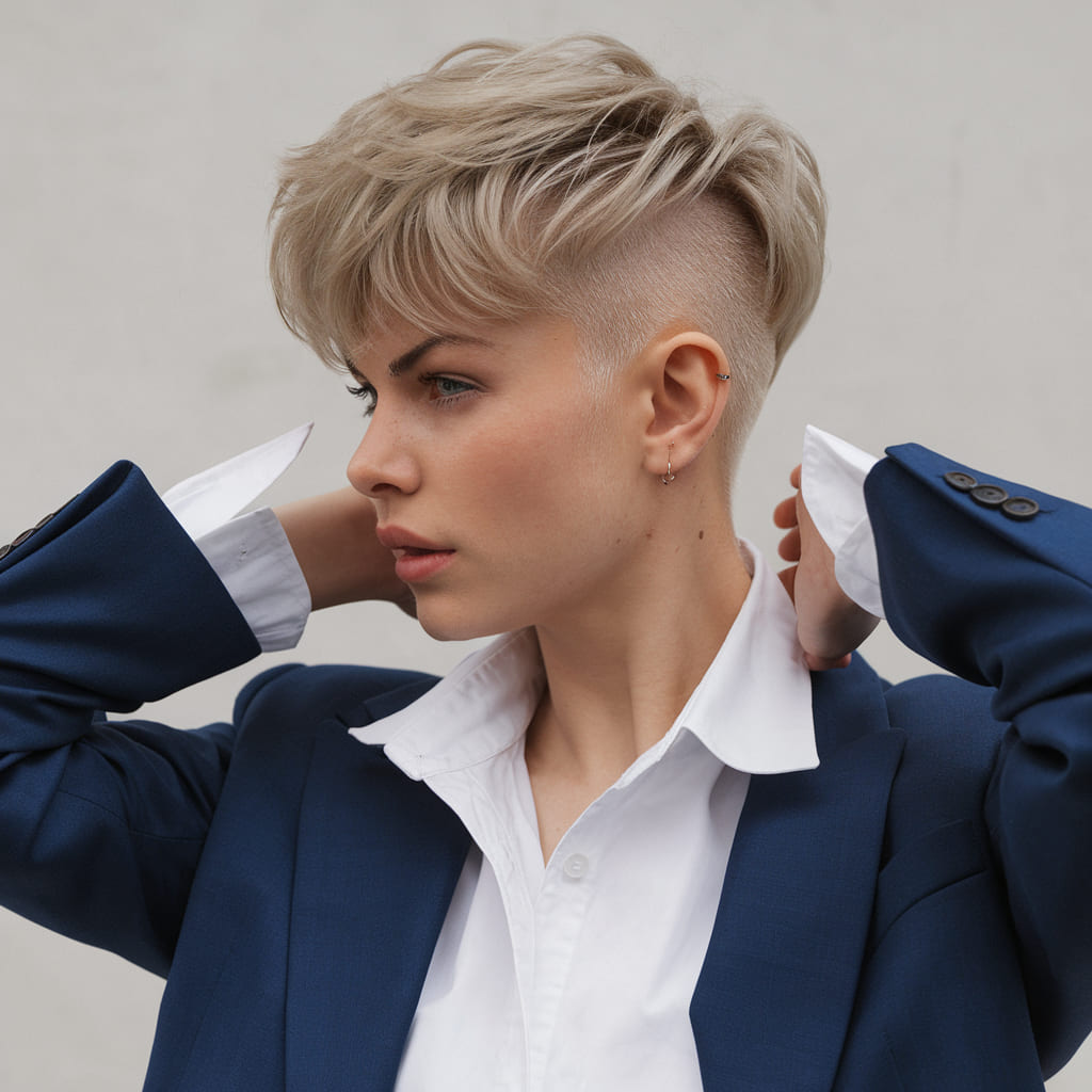 Voluminous Pixie with Shaved Undercut