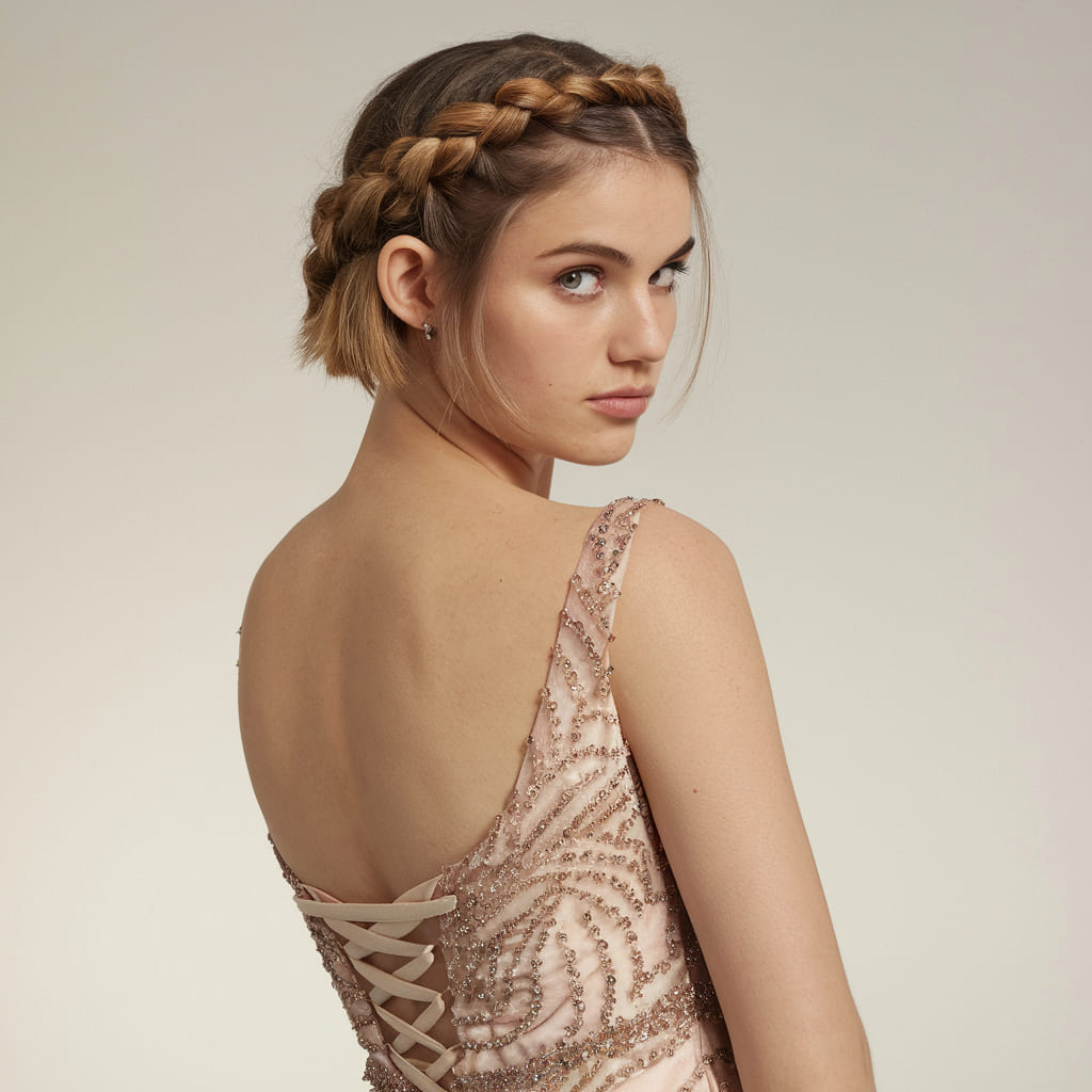 Braided Crown for Short Prom Hair