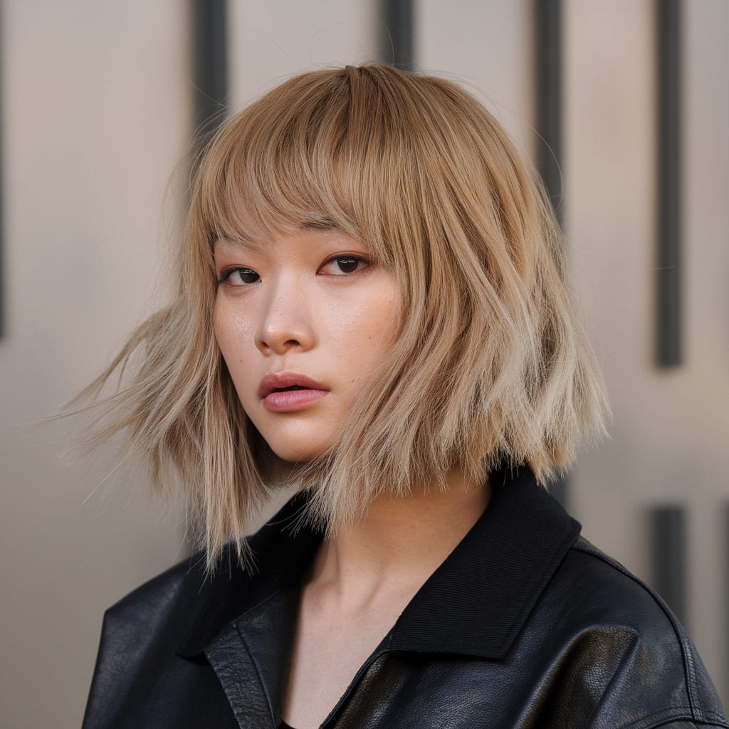 Classic Honey Balayage Short Wolf Cut