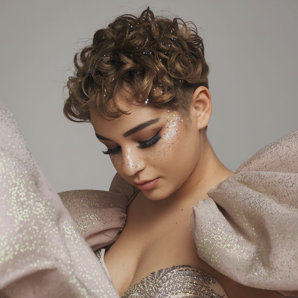 Curly Prom Pixie with Glitter Spray