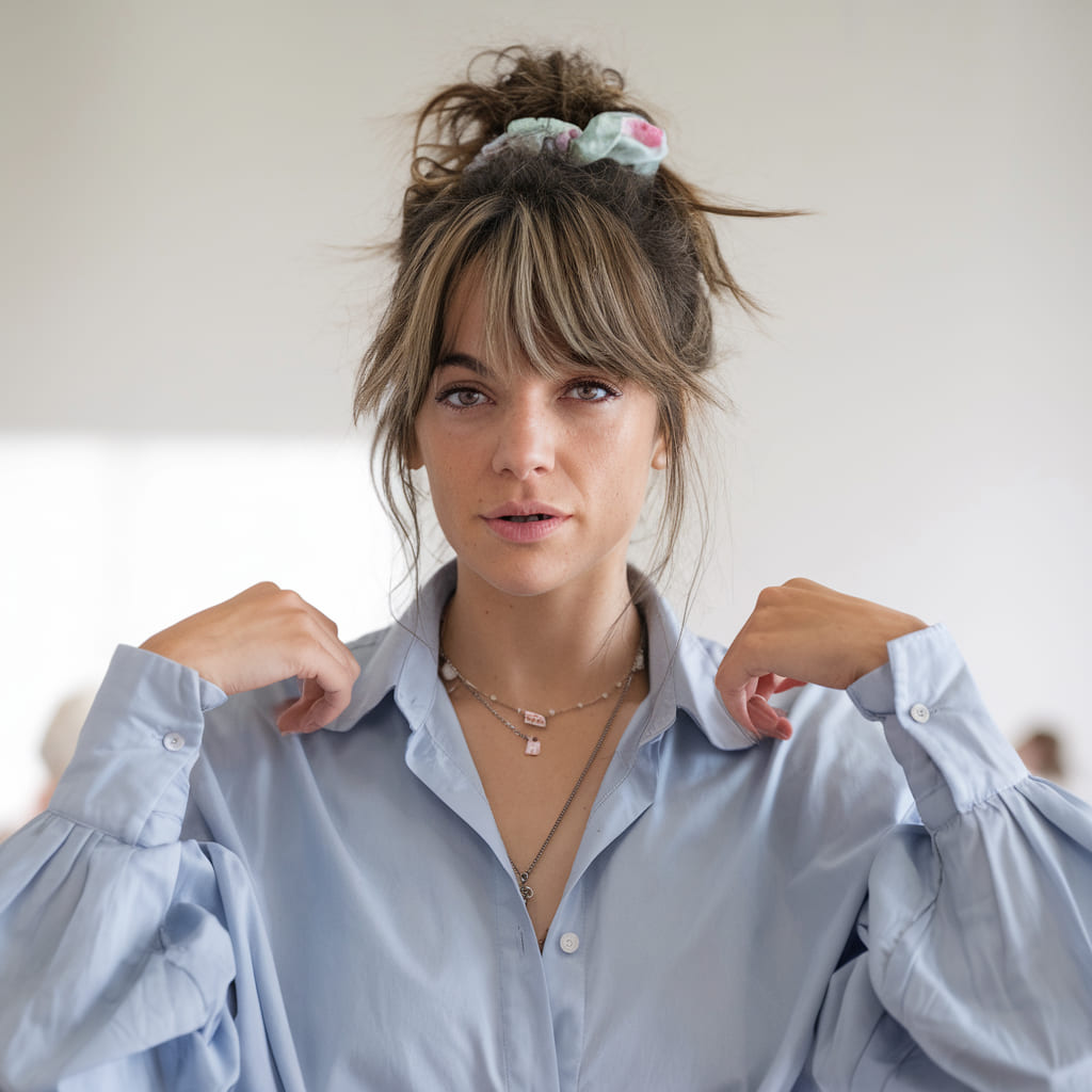 Cute Messy Bun with a Scrunchie