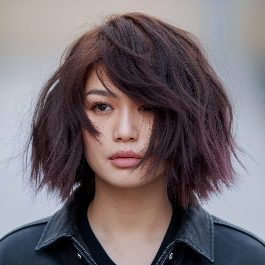 Dark Plum Balayage Cut