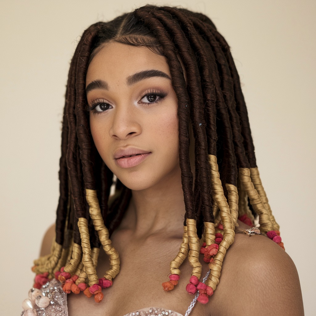 Faux Locs with Beaded Ends