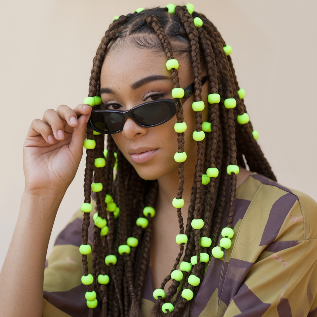 Fulani Braids with Neon Beads