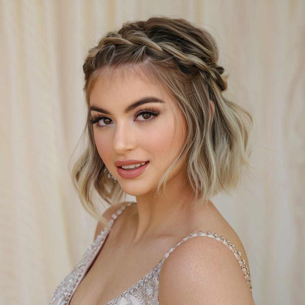 Half Up Twisted Prom Style for Short Hair