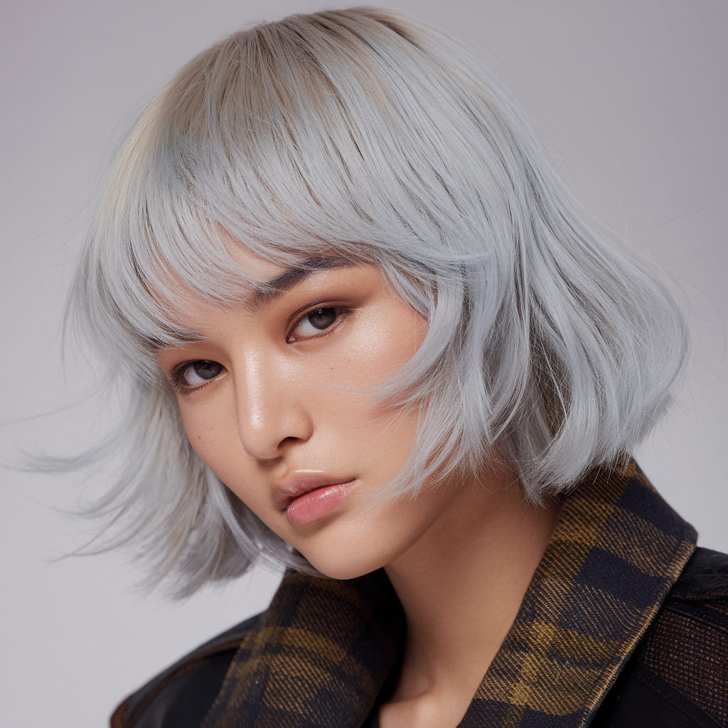 Icy Silver Balayage Cut