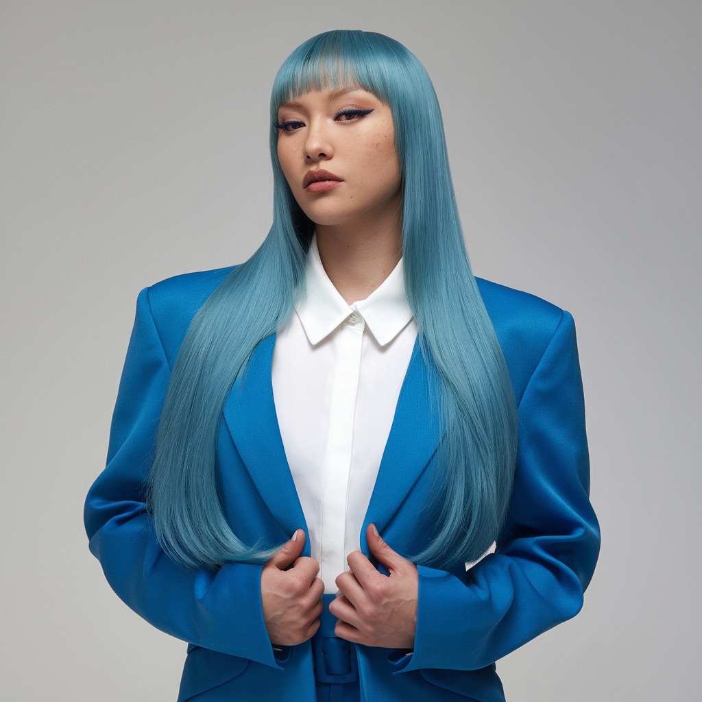 Long Hair with Bold Color and Sleek Finish