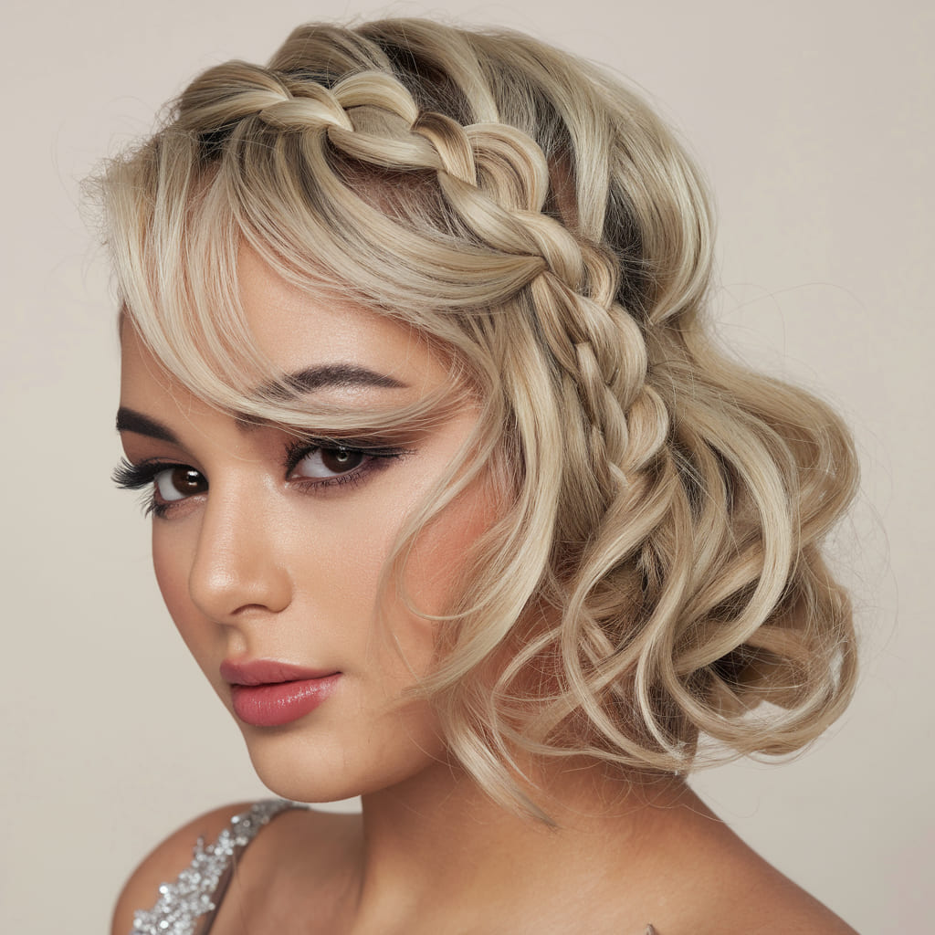 Long Pixie with Side Braid and Curls