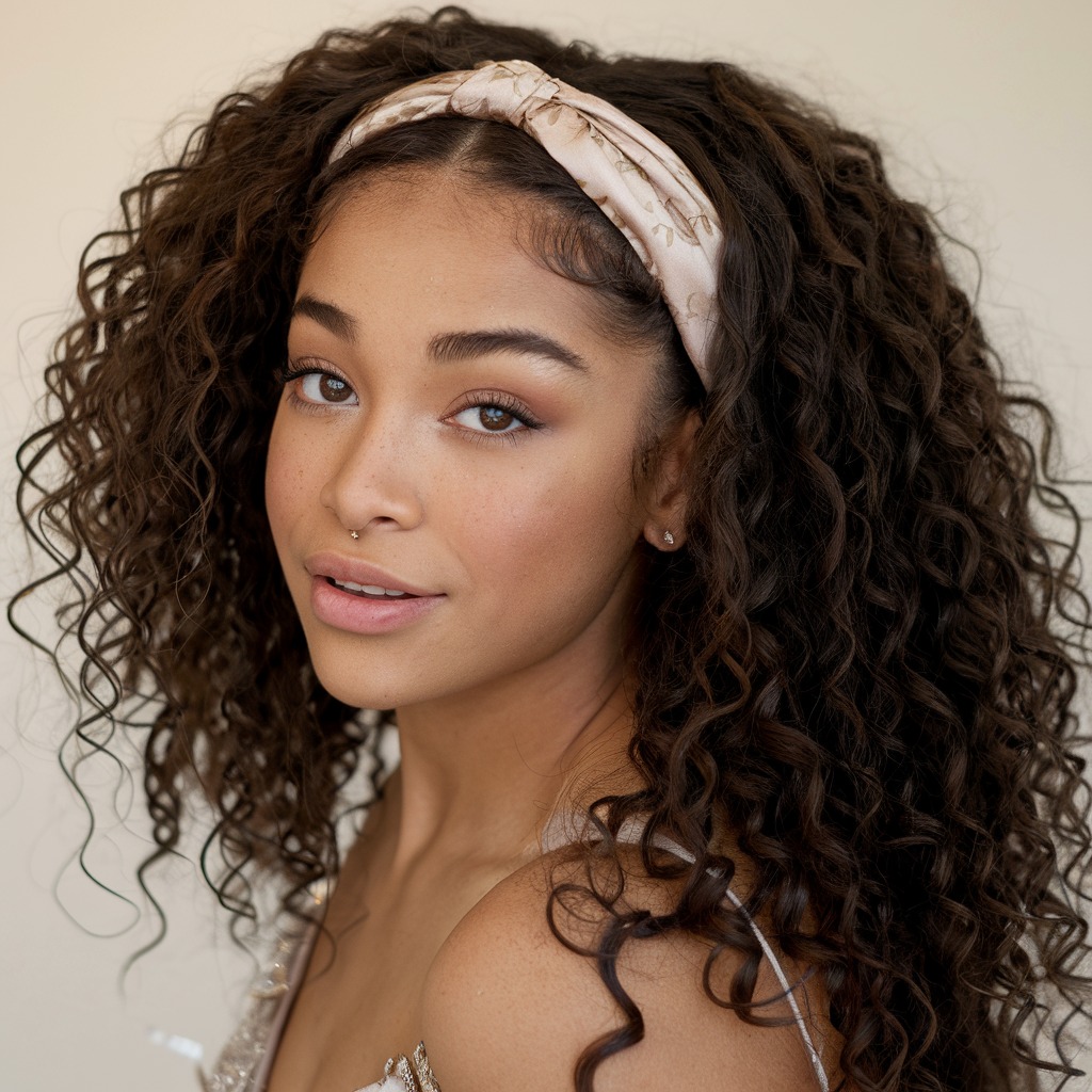 Natural Curls with Headband Wrap