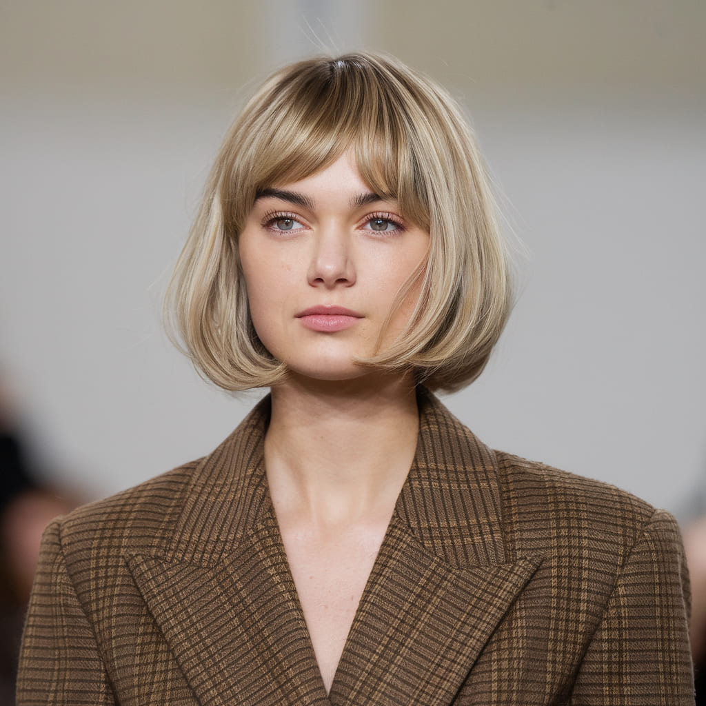 Short Bob Shag with Polished Bangs