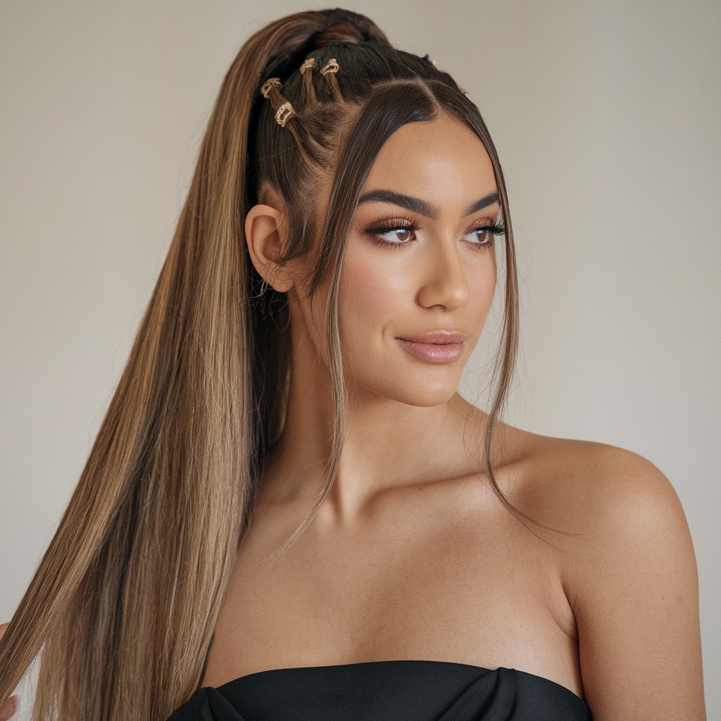 Sleek High Ponytail with Face-Framing Pieces