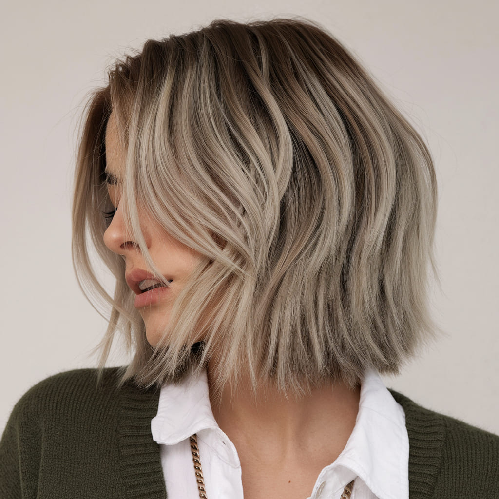 Sleek Layered Balayage Wolf Cut