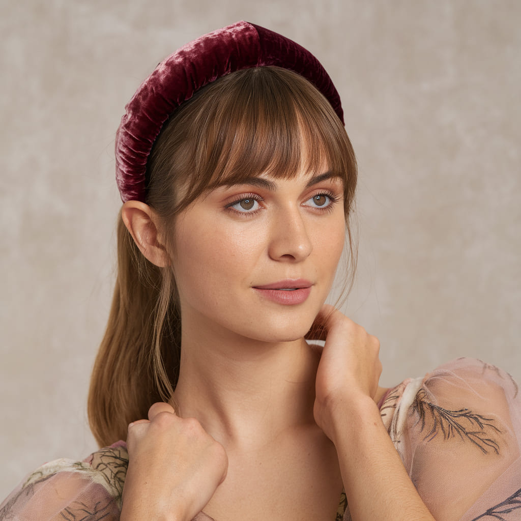 Straight Hair and Fringe with a Velvet Headband