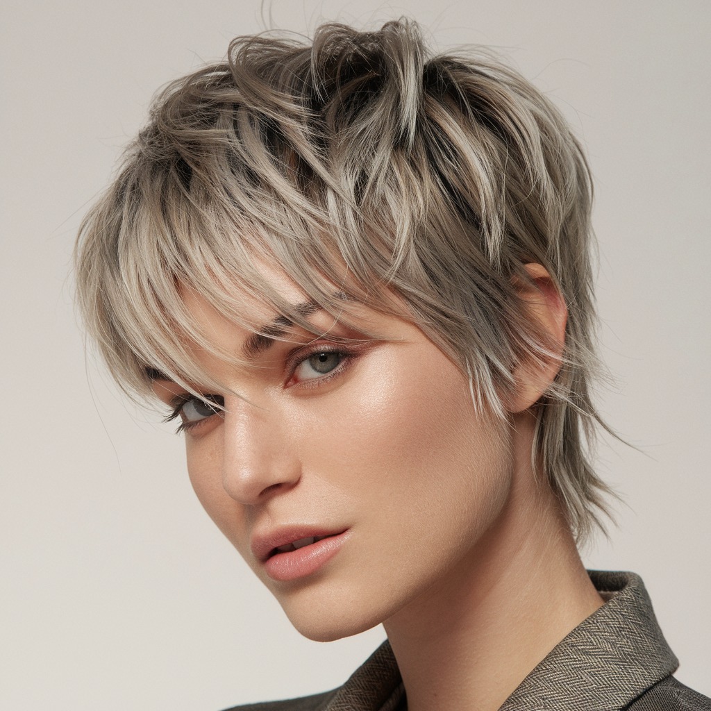 Textured Style with Silver Streaks