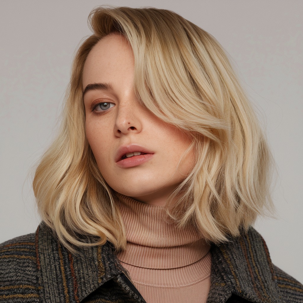 Honey Blonde Asymmetrical Bob