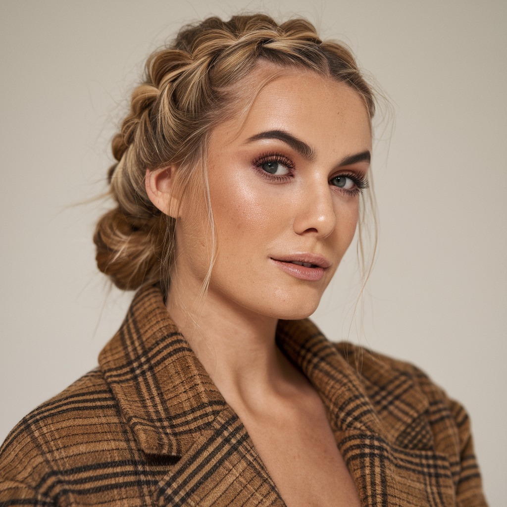 Low Braided Bun with Face-Framing Strands