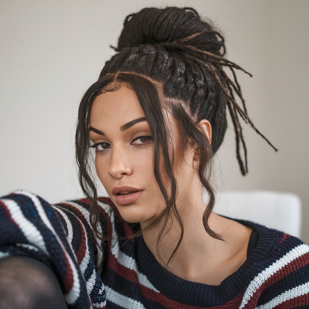 Messy Blowout Bun with Loose Strands