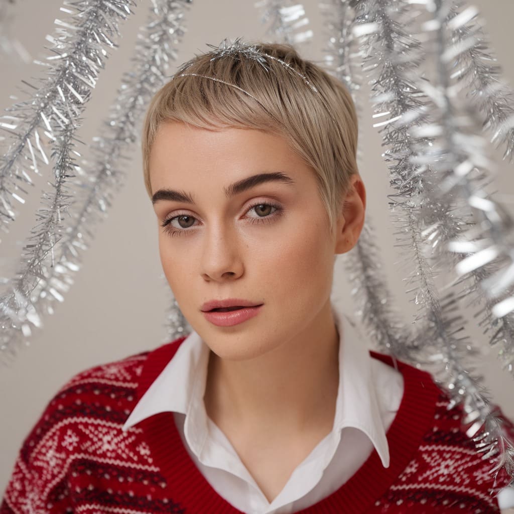 Pixie with Silver Tinsel Strands