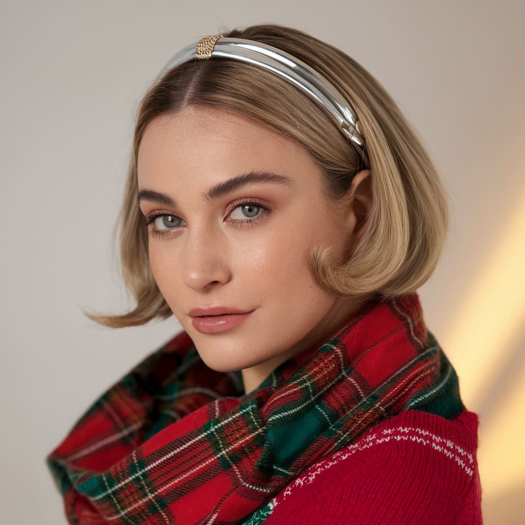 Sleek Bob with Metallic Headband