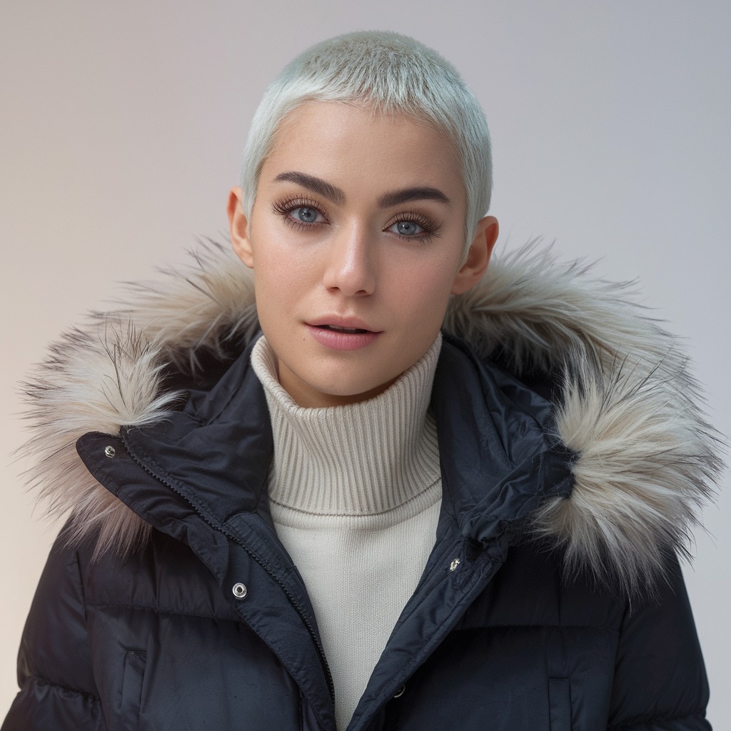 Snowy Platinum Buzz Cut