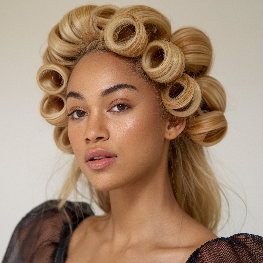 Voluminous Blowout with Pin Curls