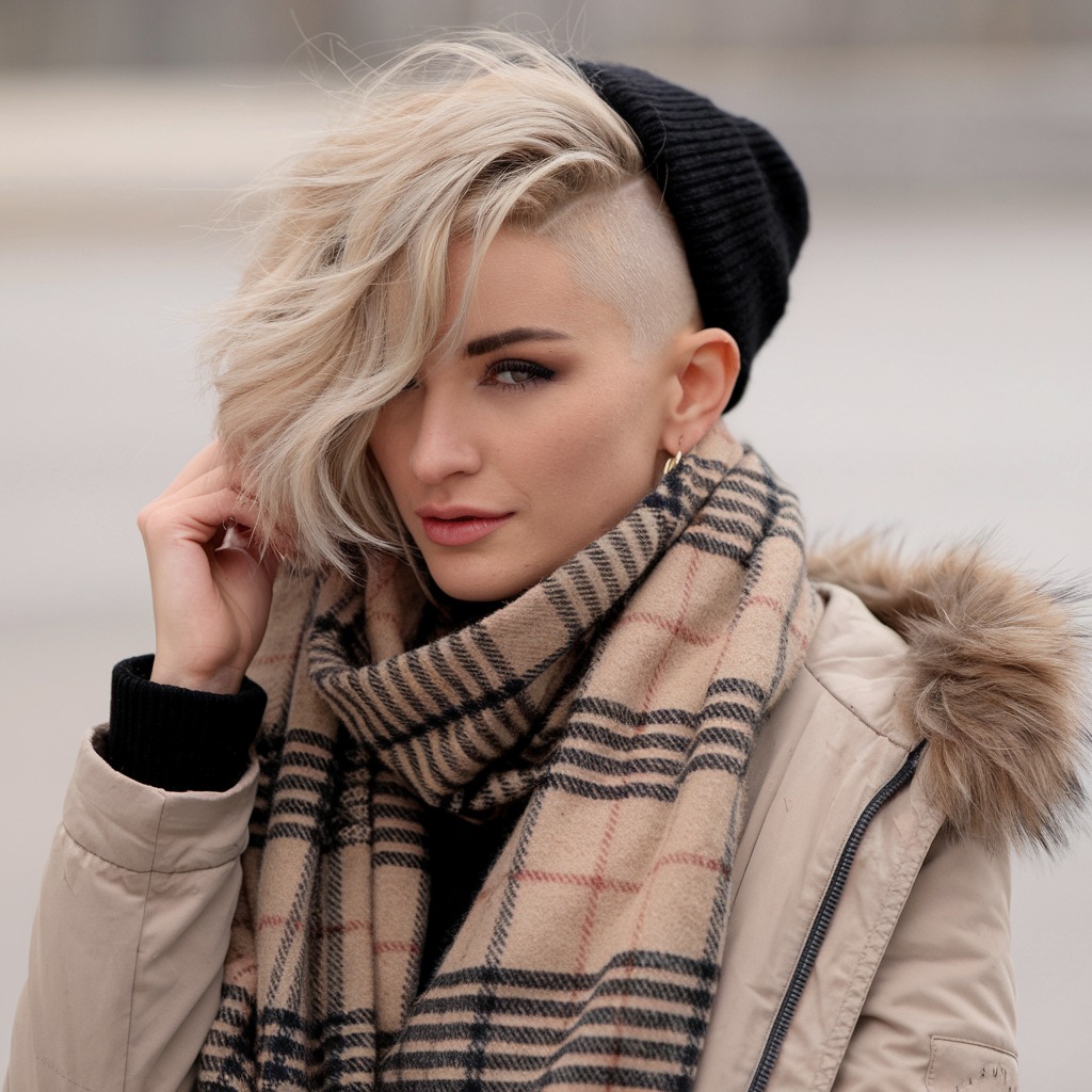 White Blonde Undercut with Shaved Sides